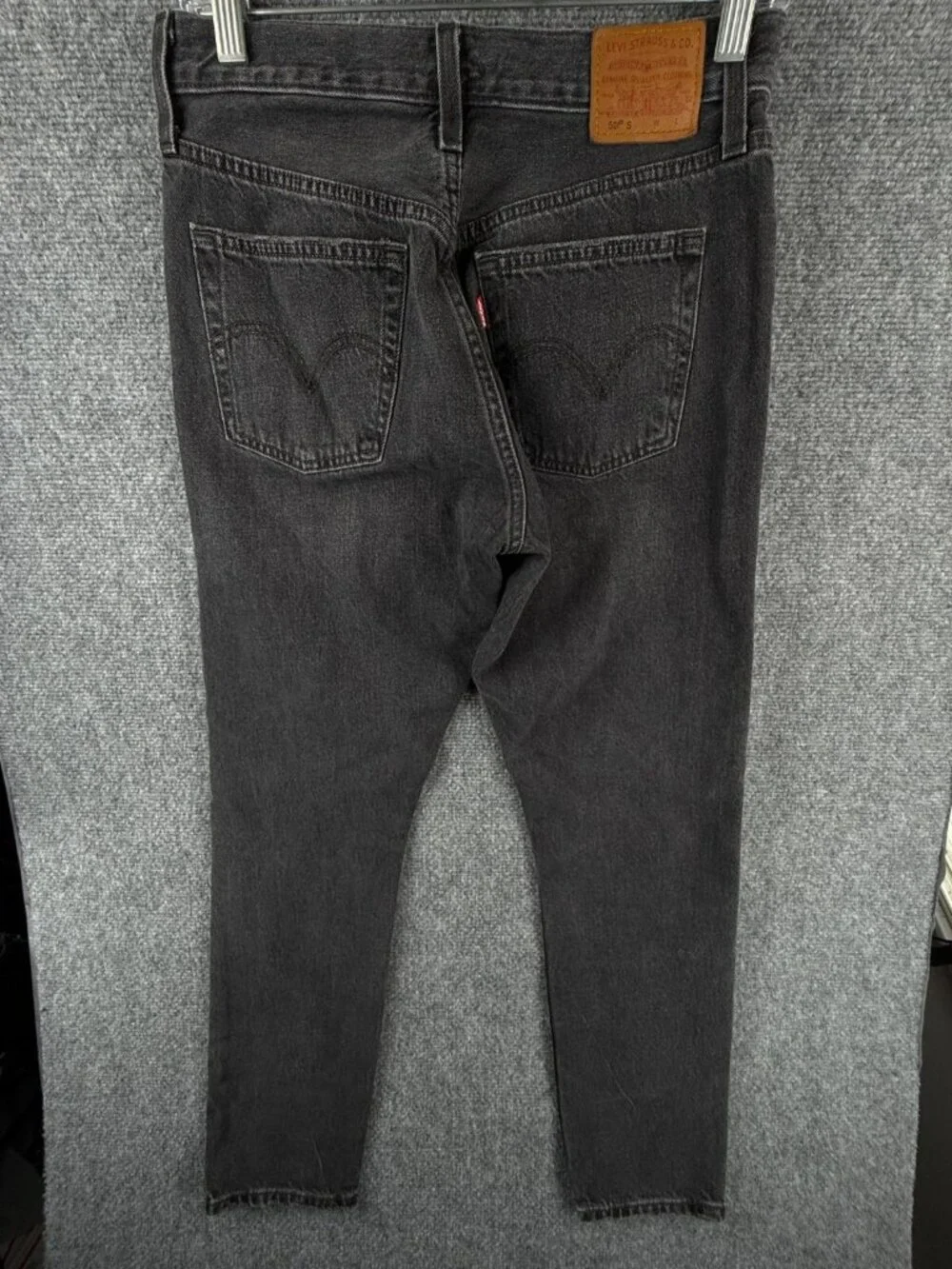 Levis Premium 501 S Jeans Women Black Button Fly Big E Charcoal Wash Straight